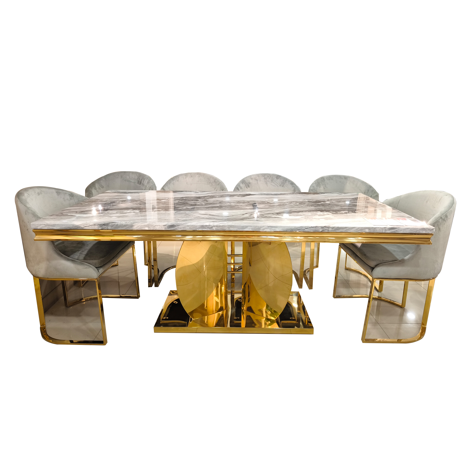 โต๊ะอาหารหิน 6 ที่นั่ง รุ่นโฮเวิร์ด หินสีเทา