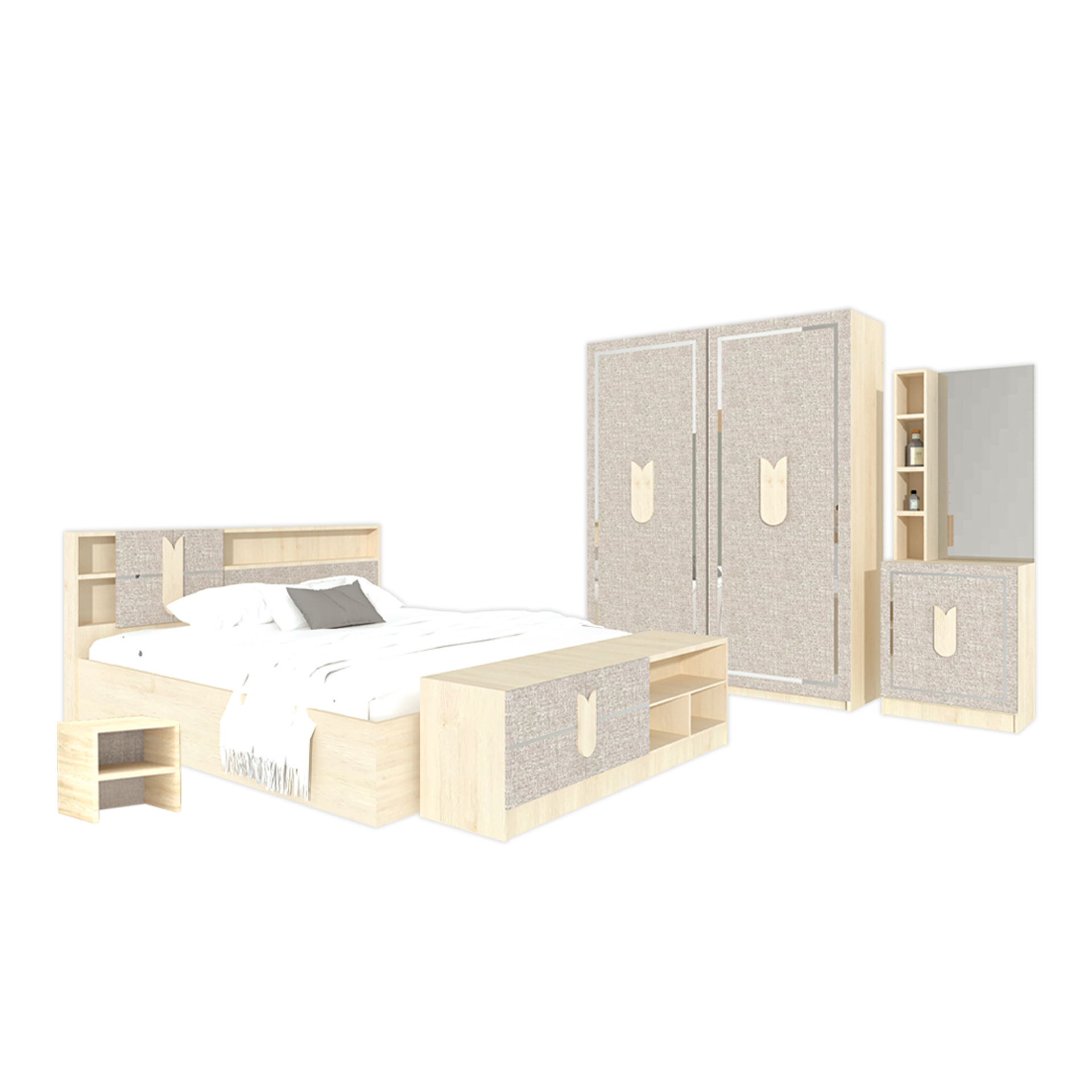 ชุดห้องนอนทิวลิป 4+1 ชิ้น รวมที่นอน