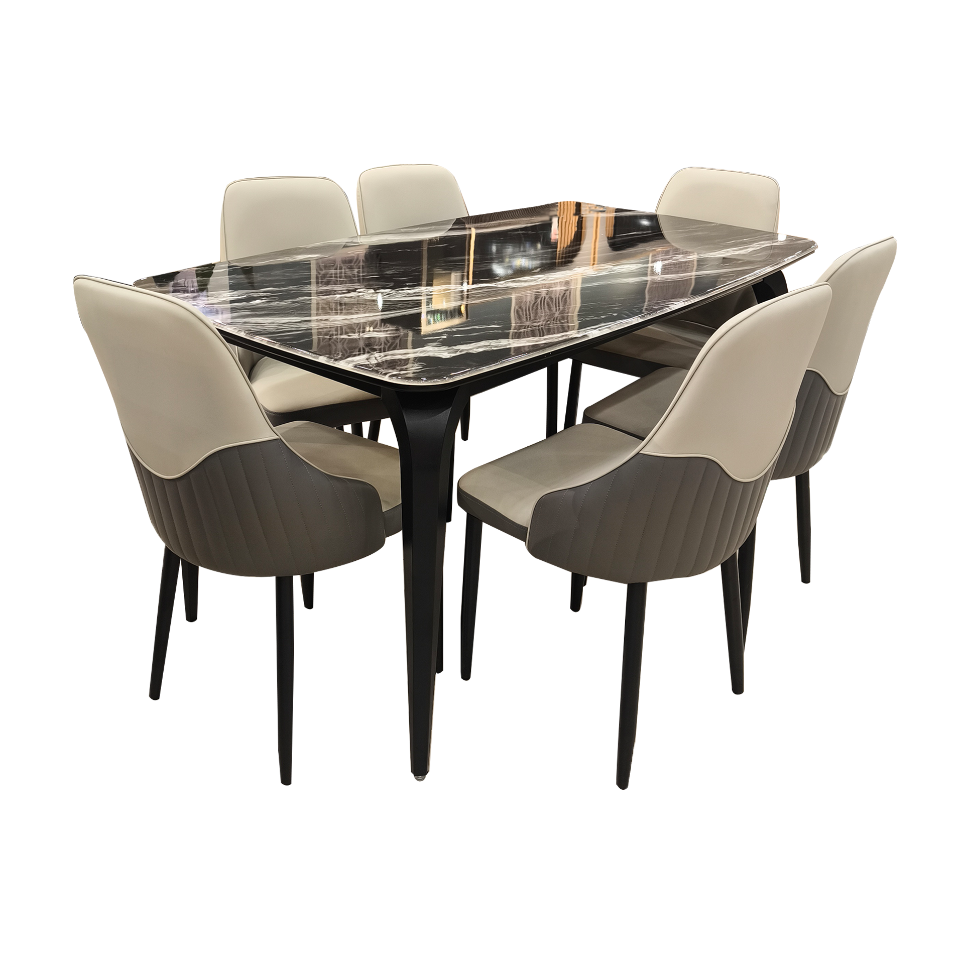 โต๊ะอาหารหิน 160 6 ที่นั่ง รุ่น เอเทอนา แบล็ค Eterna black